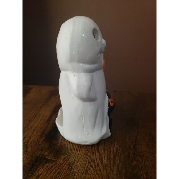 Halloween Ghost Pumpkin Black Cat Ceramic Candle Holder Jack O'Lantern No Box - Picture 10 of 14